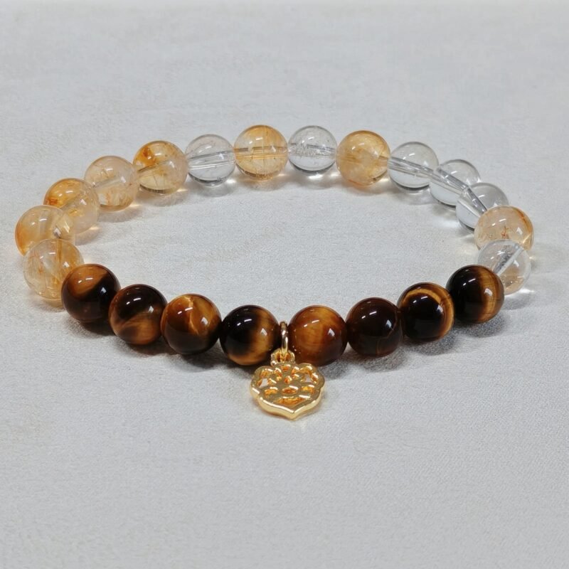 Golden Future Path: Citrine, Tiger's eye and Clear quartz Bracelet
